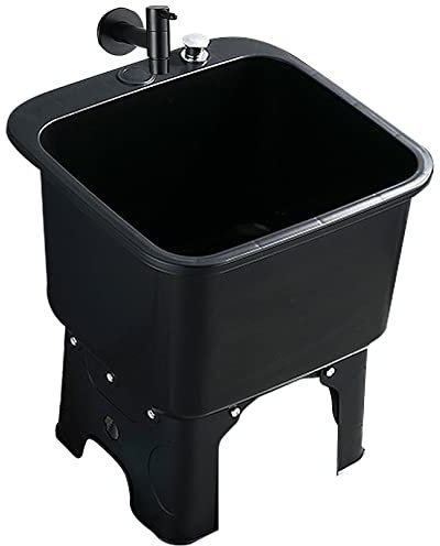 Slop Sinks,Freestanding Floor Mop Sink with Faucet, Slop Sink for Washing Room, Basement, Shop, Laundry Tub/Black, Grey