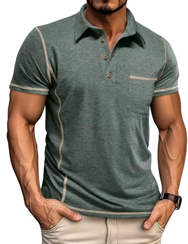 LAOARA Polotröja, herr, kortärmad pikétröja, t-shirts för män, sport, sommar, slim fit, klassisk, knappslå M-3XL