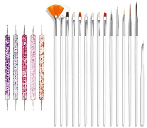 ZEOHBETY nagelkonst borstar, 20 st blandade design, vit