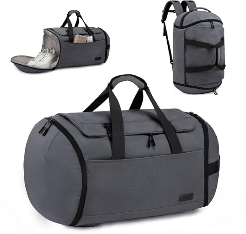 LOVEVOOK Bolsa de viaje de deporte, mochila grande, 60 l, equipaje de mano, mochila con compartimento para zapatos, compartimento húmedo, mochila de viaje, bolsa de viaje para hombre y mujer, gimnasio