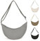 GIDWRIY Halbmond Tasche Damen Cord Crossbody Bag Grau, Halbrunde Schultertasche, Half Moon Handtasche mit Reißverschluss, Umhängetasche Stoff, Dumpling Bag, Banana Bag, Einfarbige Messenger Bag