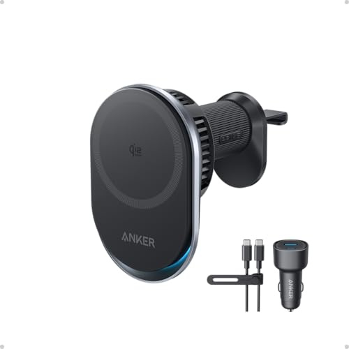 Anker Prime MagSafe Car Mount Charger, Qi2 25W Certified Wireless Car Charger with TEC Cooling, Strong Magnets, Air Vent Mount for iPhone 17-12 Series (Check Vent Compatibility, Includes 60W Adapter)