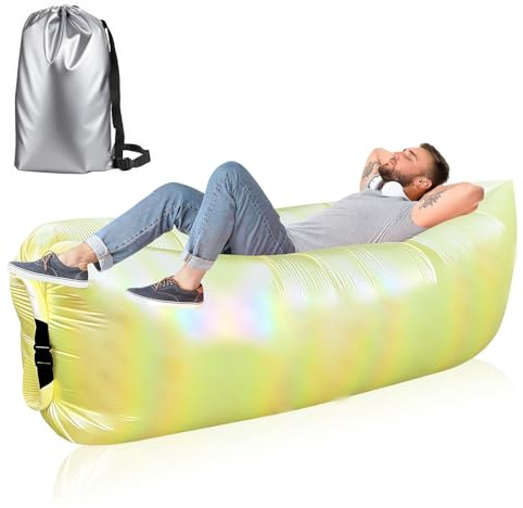 Dwafill Hamac Gonflable, 185 * 70CM Transat, Canapé, Sofa, Chaise Longue Gonflable, avec Le Portable Package, pour Le Camping, la Mer, la Plage, Le Festival de Musique (Cryptage, E)