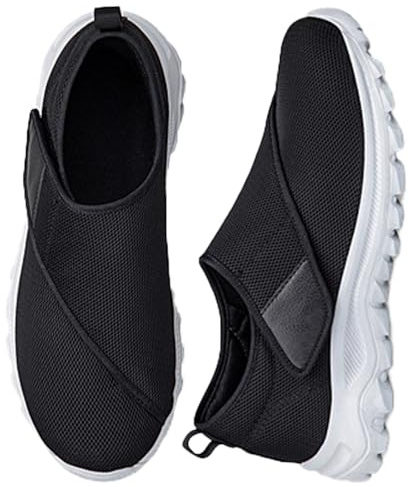AEHO Scarpe sanitarie Uomo comode Pantofola Diabetici Estivi Slip on Pianta Larga Sneaker Casual Ortopediche con Strappo per Piedi Gonfi da Camminata,Nero,41 EU