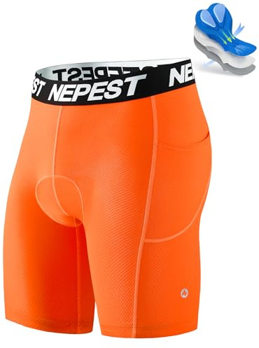 Nepest Bike Shorts for Men 4D Gel Padded Cycling Underwear Orange/Orange, L