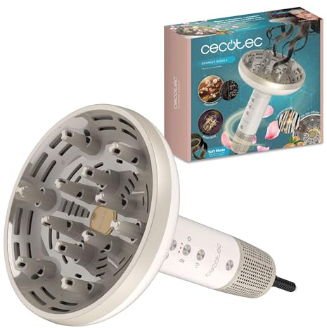 Cecotec DryWave hårtork för lockigt hår, XXL, 1 300 W, arganolja och keratin, borstlös motor, PlasmaTech anti-frizz, mjukt läge, 3 hastigheter och temperaturer, 12 tänder