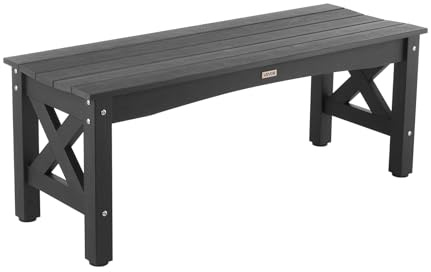 VEVOR Banco de Jardín 1130 x 400 x 435 mm Banco de Exterior para 1-2 Personas Estructura de Plástico Resistente con Almohadillas Ajustables Asiento Exterior para Patio, Jardín, Parque, Porche, Negro