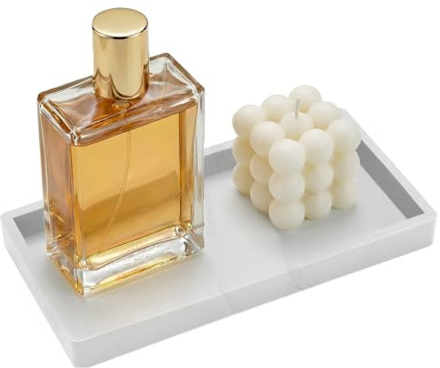 Vassoio Da Bagno In Silicone, Vassoio Per Cosmetici, Piccolo Vassoio Decorativo Per Mobili Da Banco Da 10x20cm, Organizer Per Lavello Da Cucina Per Strofinare Profumi, Gioielli, Candele(Marmo)