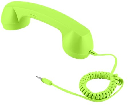 Ricevitore per telefono tipo C/3,5 mm, stile retrò, ricevitore con microfono e altoparlante per iPhone, iPad, telefoni cellulari Android, smartphone (verde, jack da 3,5 mm)