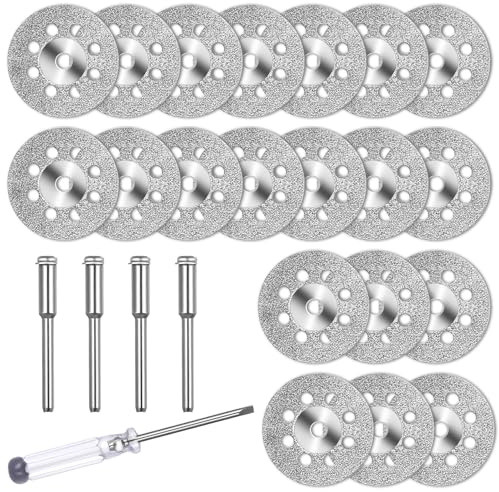 10 Stück 22mm Trennscheiben, Mini Trennscheibe für Dremel Rotationswerkzeug Zubehör für Dremel Scheibe für Stein Glas Fliese Holz, mit 2 Stück Dorn