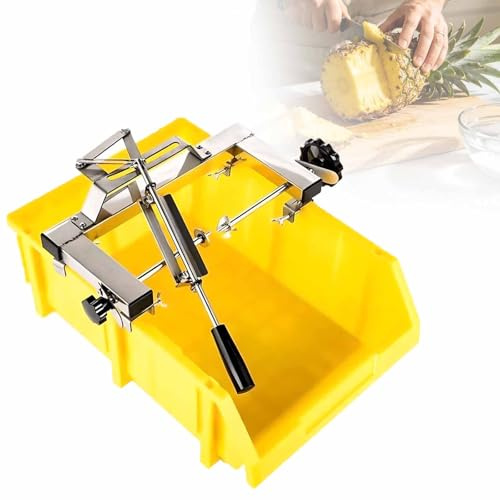 Máquina comercial para pelar y rebanar piñas, cortador de piña con 4 cuchillas, ajuste de doble palanca, pelador de frutas rápido de manivela para el hogar y la cocina