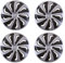 UKB4C 14 4 x Alloy Look Silver & Black Rush Multi-Spoke Wheel Trims Hub Caps Covers Protectors