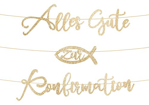 BETESSIN Konfirmation Deko Gold - Alles Gute zur Konfirmation Girlande Papier Banner Konfirmation Junge Mädchen