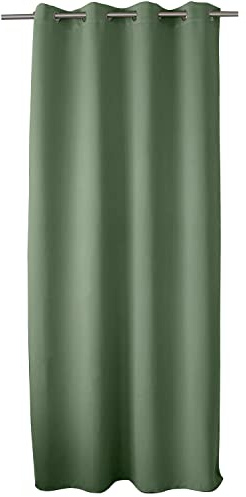 ED ENJOY HOME Rideau Occultant avec Œillets argentés, Vert Kaki Clair, 140x240cm, 100% Polyester, Tissu Certifié Oeko-TEX, Collection Réglisse