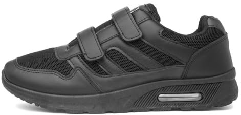 XL Aragon Mens Mesh Easy Fasten Trainers - Size 12 UK - Black