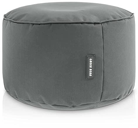 Green Bean Sitzsack-Hocker 25x45cm mit EPS-Perlen Füllung - Fußhocker Fußkissen Sitz-Pouf für Sitzsäcke - Bodenkissen für Kinder und Erwachsene - Fußablage Sitzkissen Sitzhocker Grau