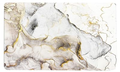 Tobil Badematte Badteppich rutschfest saugfähig Badvorleger Verschiedene Motive (Weißgold-013, 40x60cm)