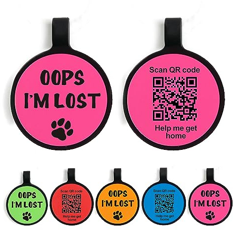 EDSG Targhette identificative per cani con codice QR, in silicone, silenziosa, per cani, per animali domestici, scansione del profilo online per animali domestici, ricevi e-mail di avviso di posizione