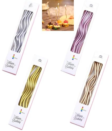 Gebogen Spiral Geburtstagskerzen, 24 Stück für Torte, Kuchen & Cupcakes - Spiral Kuchen Kerze für Geburtstag, Hochzeit & Party Dekoration
