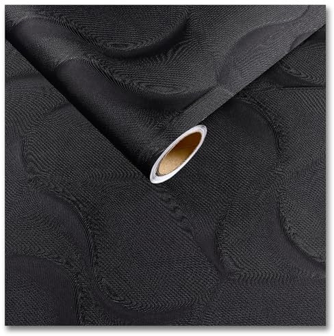 CRE8TIVE Papel pintado negro con textura geométrica para sala de estar, envoltura de vinilo para muebles, baño, papel de contacto, impermeable, encimera, armario, dormitorio, 30 cm x 200 cm