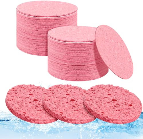 Lot de 60 éponges pour le visage, les éponges pour le nettoyage du visage, les compresses, les éponges faciales, adaptées pour le nettoyage du visage, l'exfoliation, le massage spa et l'enlèvement du