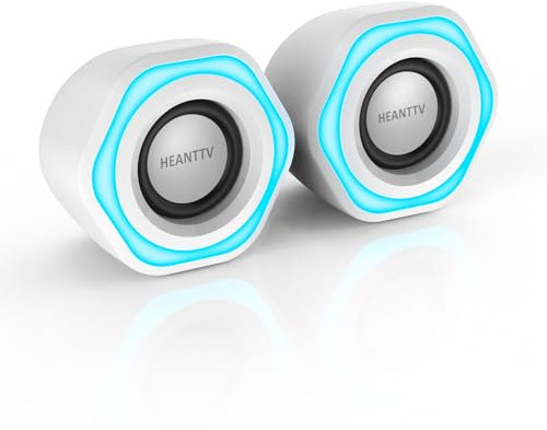 HEANTTV Computer-Lautsprecher, Mini-Lautsprecher mit Stereo USB Powered 3.5mm AUX-in Portable Lautsprecher für PC, Laptop, Notebook, Desktop (Weiß) (USB+3.5MM)