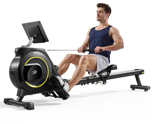 YPOO Rowing Machine for Home, 350 LB Capacity, 16-Level Silent Resistance, Magnetic Rowing Machines for Home Foldable, Full-Body Workout Compact Rowing Machine for Cardio & Strength with APP Support