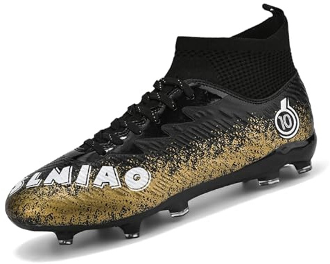 Unitysow Scarpe da calcio da uomo High Top Astro Turf Scarpe da Calcio Professionali Atletica Sneakers Adolescenti Sport Scarpe da Calcio, Nero , 42 2/3 EU