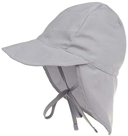 Durio Unisex Schirmmütze Kinder mit Nackenschutz Baby Sonnenhut UV SPF50+ mit Bindebänder Kleinkind Sommermütze Grau 3 Monate-18 Monate