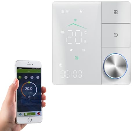Qiumi Smart Wifi manopola termostato regolatore di temperatura per riscaldamento a pavimento lavoro elettrico con Alexa Google Home, 16A 95~240 V AC