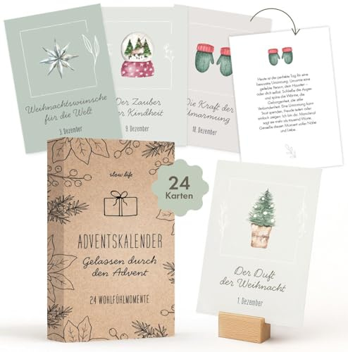 Calendrier de l'Avent 2026 pour femme - 24 cartes d'affirmation pour adultes - Calendrier de Noël avec dictons de motivation - Calendrier de table pour l'amour quotidien de soi et la pleine conscience