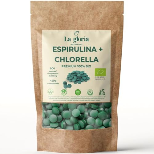 Espirulina y Chlorella Bio 900 Comprimidos | 225 días | Microalgas Ecológicas Detox, Proteína Vegetal Natural, Suplemento Vegano Energizante – La Gloria Mediterránea