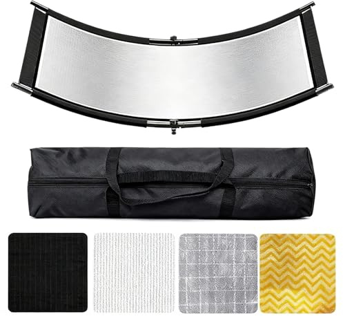 Riflettore di Luce a U, Riflettore Fotografico Diffusore LED per Studio e Fotografia Grande Riflettore Curvo 105 x 50 cm con Custodia per Il Trasporto (Supporto per Luce non Incluso)