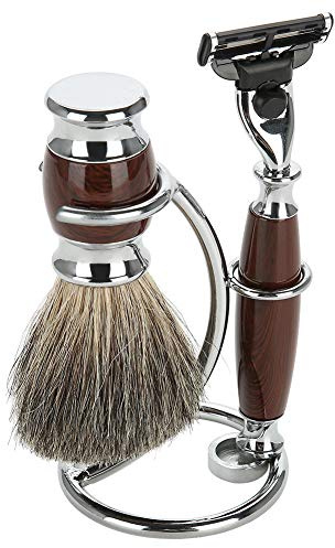 Support de rasoir 2 en 1 en acier inoxydable - Support portable pour rasoir et pinceau - Bol de rasage portable et peu encombrant pour salon, maison, voyage (argent, 10,5 cm de haut)