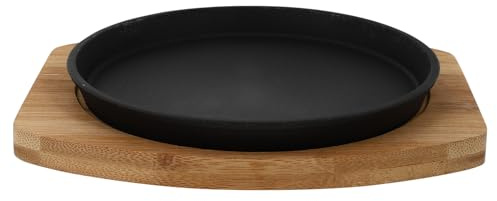 FUOYLOO Placa para Asar Teppanyaki de Hierro Redonda de 20 Cm, Sartén para Bistec Práctica y Fácil de Limpiar para Barbacoa en Interiores y Exteriores