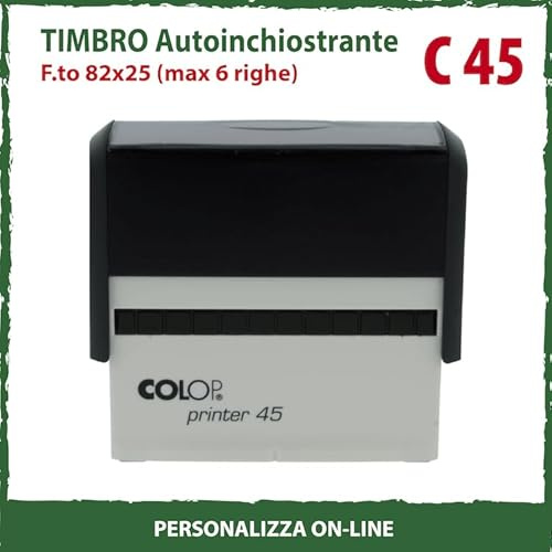 Timbro Personalizzato Autoinchiostrante Grande Superficie 6 Righe Scegli e Componi Online il Testo Colop Printer 45 Ufficio Scuola Lavoro