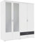 Rauch Möbel Noosa Schrank Drehtürenschrank, Weiß/Grau metallic, Schwarz, 4-türig mit Spiegel und 2 Schubladen, inkl. Zubehörpaket Basic 1 Kleiderstange, 3 Einlegeböden BxHxT 168x188x52 cm