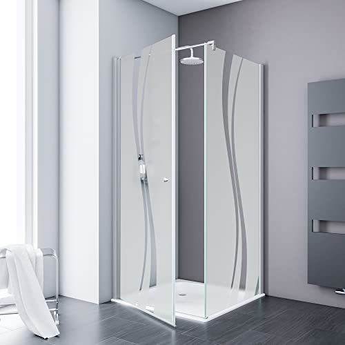 Schulte Duschkabine Alexa Style 2.0 Drehtür mit Seitenwand, inklusive Duschwanne 80x80 cm, Sicherheitsglas ESG Dekor Liane inkl. Fixil-Glassiegel, EP3215045 01 970 24