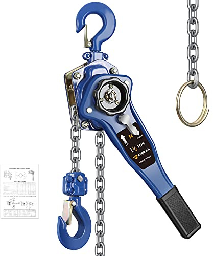 Anbull Polipasto Manual de Palanca 1,5T 3m, G80 Totalmente galvanizado Polipasto manual de Cadena, Libre de óxido y sin aceite