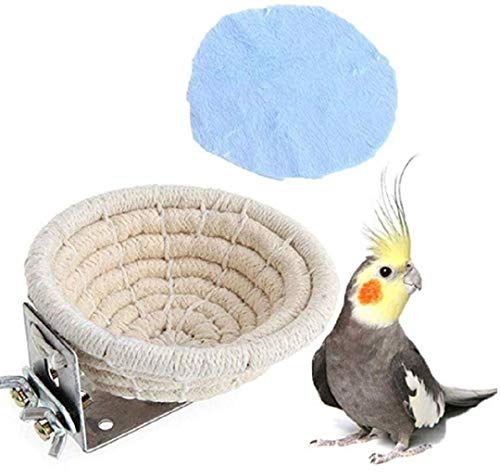 zmgmsmh Handmade Cotton Rope Bird Breeding Nest Bed for Budgie Parakeet Cockatiel Parakeet Conure Canary Finch Lovebird and Small Parrot Cage Hatching Nesting Box (Cotton Rope)