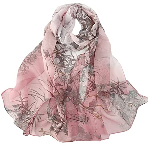 FAIRYGATE Womens Scarves Chiffon Scarf Hijab Pink Pattern Wedding Prom Evening Bridesmaids Dress Silky Shawl Wrap Women Fashion Ladies Scarfs 51031