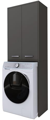 3E 3xE living.com Armario sobre la lavadora con puerta larga, color GRIS