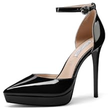 QUEEN HELENA Décolleté con Plateau Scarpe con Tacco a Spillo Casual Eleganti Donna K3364 (Nero, Sistema Taglie Calzature EU, Adulto, Donna, Numero, Media, 40)