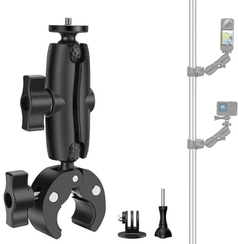 Motorcycle Mount for Insta 360 X5/X4/X3/ONE X2/ONE X, Motorcycle/Bicycle Handlebar Clamp Compatible with GoPro Hero 13/12/11/10/9/8, DJI Osmo Action, Insta360 Ace/Ace Pro/ONE RS, Akaso Action Camera