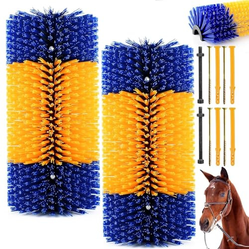 Equine Scratcher Brosse à gratter semi-circulaire pour bovins, moutons, chevaux, cochons, grattoirs universels en nylon, tapis à gratter en nylon, brosse de massage, brosse à gratter pour le
