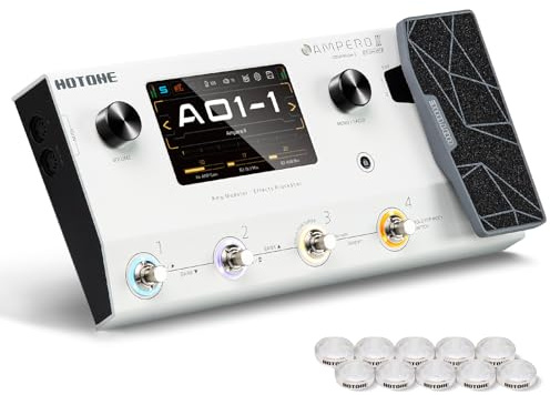 HOTONE Multi-Effects Pedal Dual Effect Chains with Expression Pedal FX Loop MIDI I/O Stereo OTG USB Audio Interface Touch Screen Ampero II(Include 10 PCS Additional Footswitch Toppers)