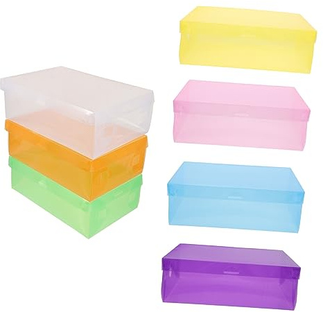 Garneck Juego De Cajas Organizadoras De Zapatos 7 Cajas De Plástico Apilables De para Guardar Zapatos para Hombres Mujeres Niños Y Niñas