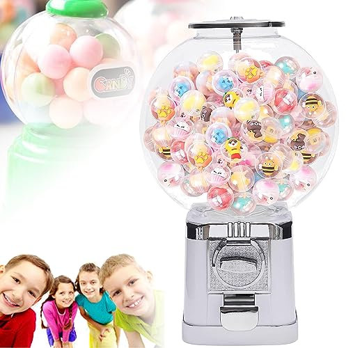 Hushållsmyntlimbollsmaskin (endast maskin), mekanisk godisautomat med 17 * 17 cm basdiameter 30 cm vit, Candy Gumball Machine Prismaskin