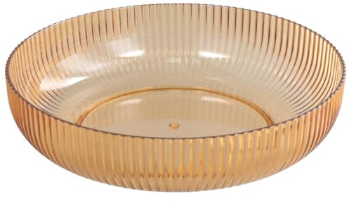 YILANJIN Fruit Bowl, Plastic Round Shaped Serving Bowl for Snack, Large Clear Fruit Bowl Platter for Candy, Decorative Fruit Holder for Table Countertop, Dining Room, Living Room Decor (Coffee)