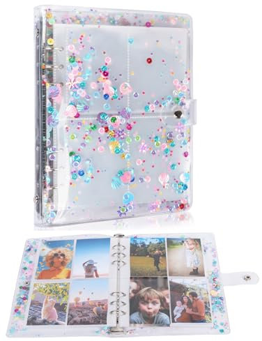 Mini Photocard Binder A5 Stored 240 Pictures, Mini Photo Albums for Film Camera, Photo Book with 30 Pack Photocard Sleeves Double-Sided Transparent for Wedding Graduation Ceremony (Style A)